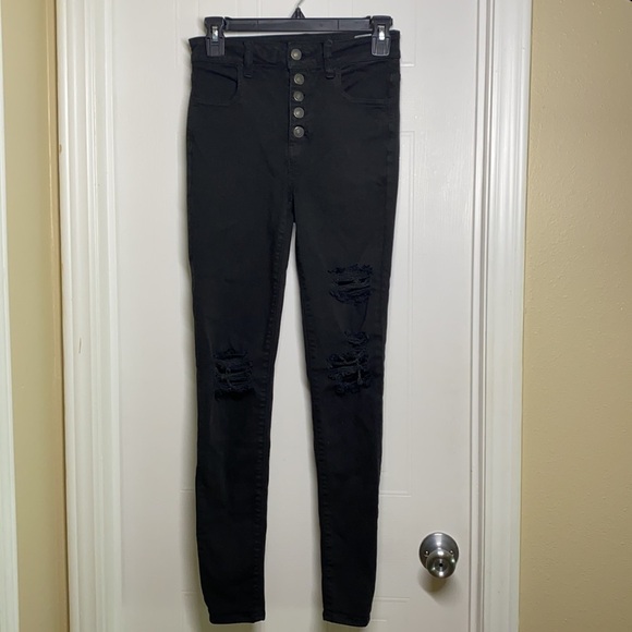 American Eagle - Black Destroyed Jeans size 0 - Picture 9 of 12